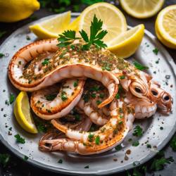 Grilled Squid with Lemon and Garlic