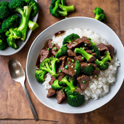 Coffee-Glazed Beef Stir-Fry with Broccoli and Rice