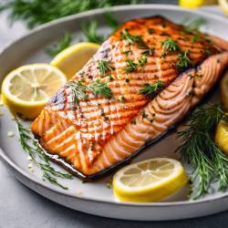 Grilled Salmon with Lemon Dill Sauce