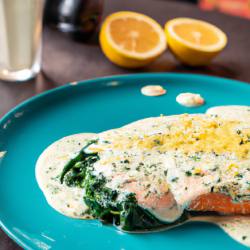 Pan-seared Salmon with Creamy Spinach and Parmesan