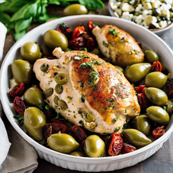 Mediterranean Olive Stuffed Chicken