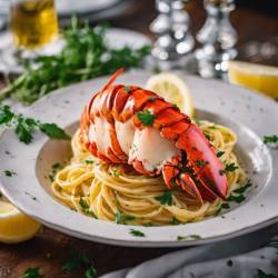 Lobster Linguine with Garlic Herb Butter Sauce