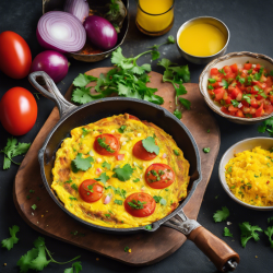 Indian Masala Omelette with Tomato-Onion Salad
