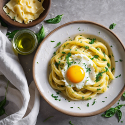 Cheesy Garlic Pasta with Eggs