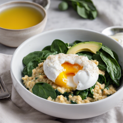 Savory Oatmeal Bowl with Spinach and Poached Egg
