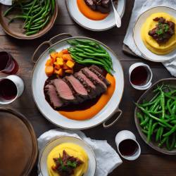 Braised Beef Brisket in Red Wine with Buttery Polenta