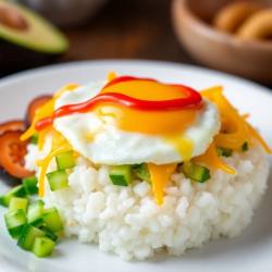 Cheesy Cucumber Egg Rice Bowl