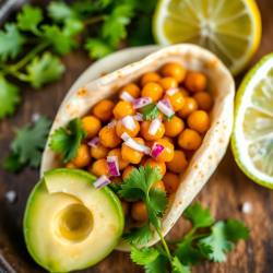 Spiced Chickpea Tacos with Avocado and Cilantro