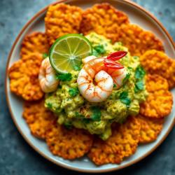 Crispy Patacón with Shrimp Guacamole