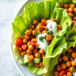 Crispy Lettuce Wraps with Spicy Chickpeas