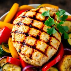 Grilled Chicken with Marinated Veggies
