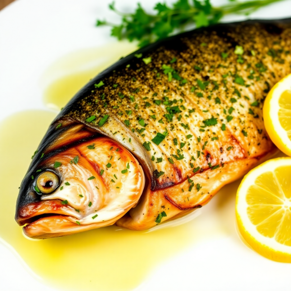 Herb-Crusted Grilled Trout with Lemon Butter