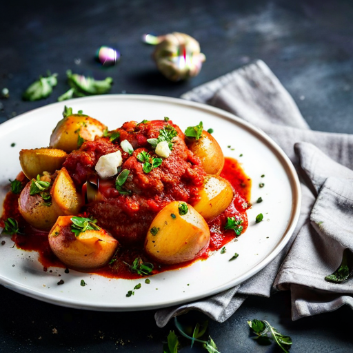 Poached Potatoes in Tomato Sauce