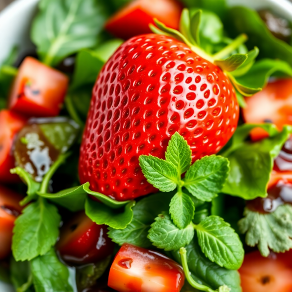 Giant Strawberry Salad with Organic Greens