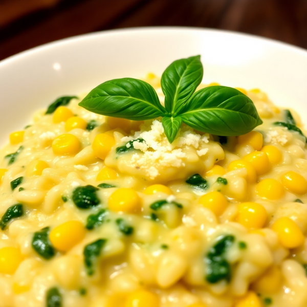 Creamy Corn and Spinach Risotto