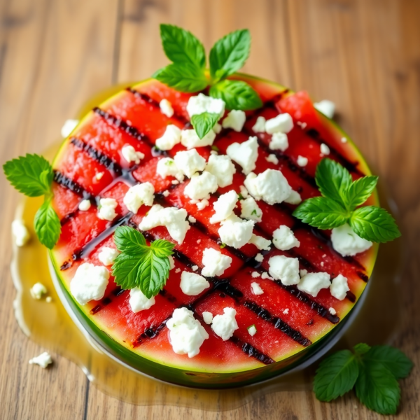 Grilled Watermelon Salad with Feta and Mint