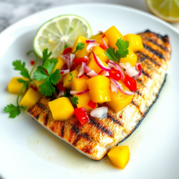 Spicy Grilled Mackerel with Mango Salsa