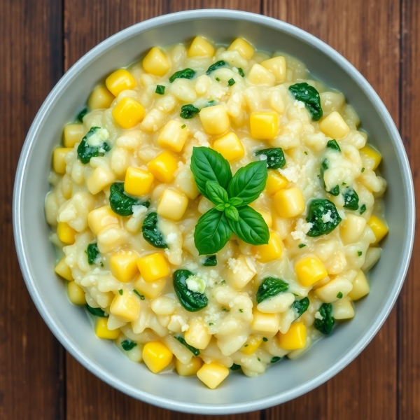 Creamy Corn and Spinach Risotto