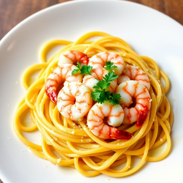 Garlic Butter Shrimp Tagliatelle