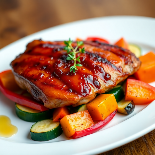 Honey-Glazed Duck Breast with Roasted Vegetables