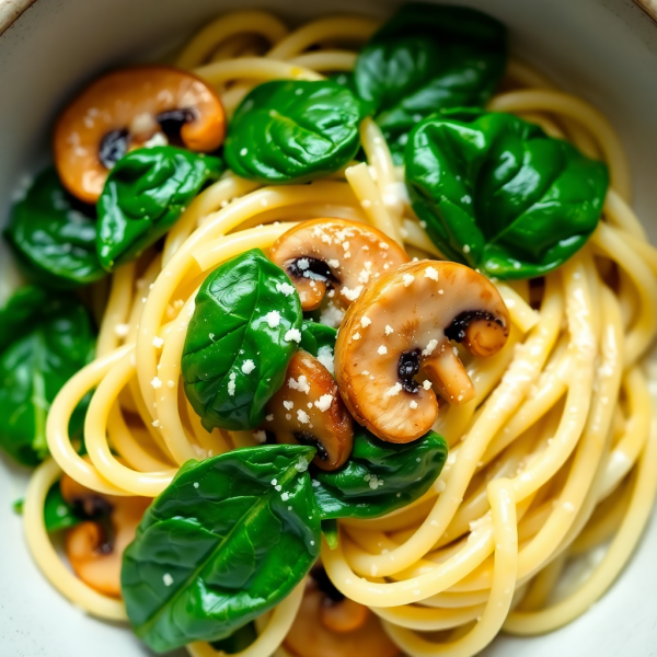 Creamy Spinach and Mushroom Pasta