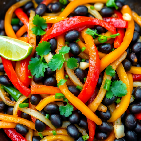 Spicy Mexican Bean and Pepper Stir-Fry