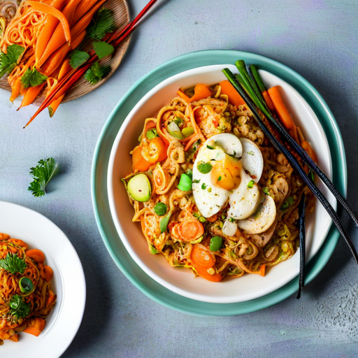 Carrot Fried Rice and Egg Noodles