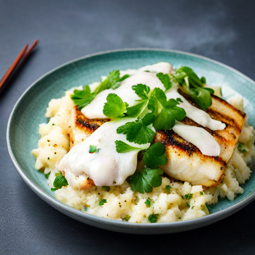 Cod with Cauliflower Rice and Creamy Coconut Sauce