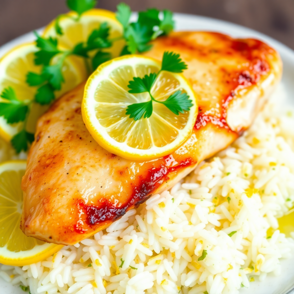 Lemon Garlic Chicken with Rice