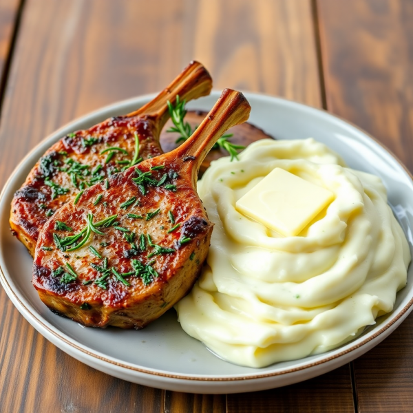Herb-Crusted Lamb Chops with Garlic Mash