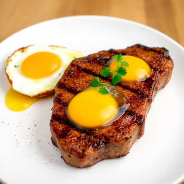 Sirloin Steak with Sunny-Side-Up Eggs