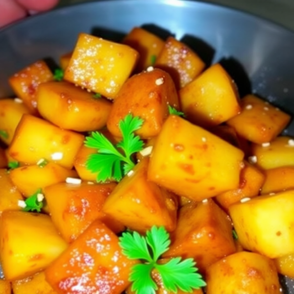 Garlic Jaggery Glazed Potatoes