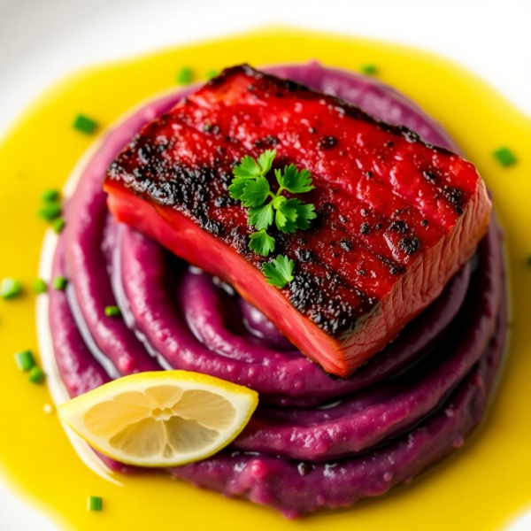 Seared Fresh Tuna with Purple Potato Purée