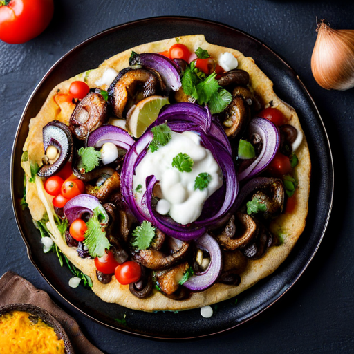 Tostadas filled with Sautéed Mushrooms and Cheese