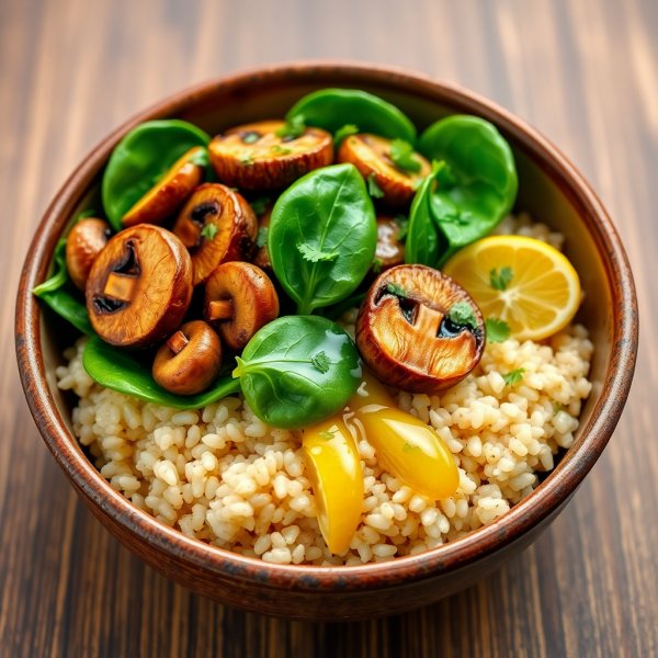 Quinoa Bowl with Sautéed Mushrooms