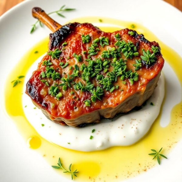 Herb-Crusted Lamb Chops with Garlic Yogurt Sauce