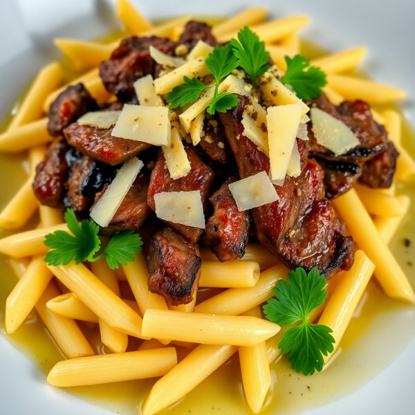 Beef and Garlic Parmesan Pasta