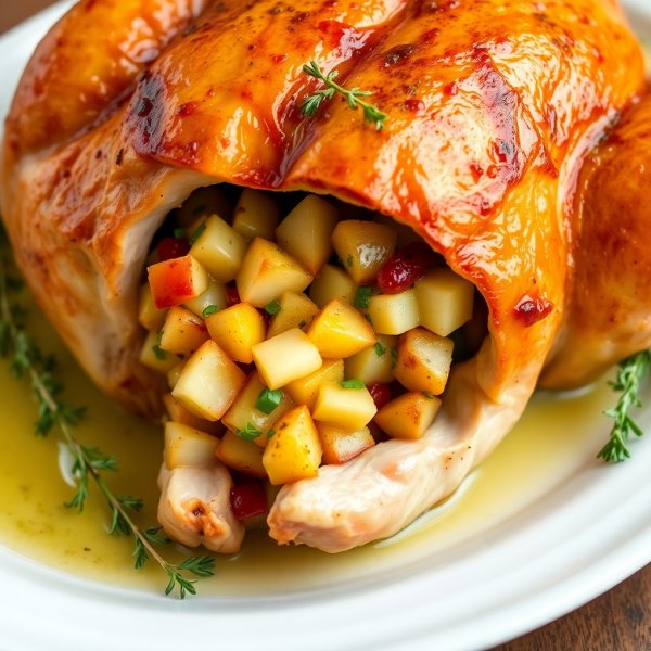 Herb and Apple Stuffed Cornish Hen