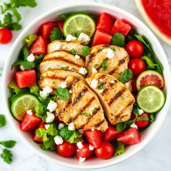Watermelon Chicken Salad Bowl