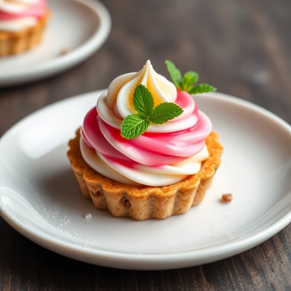 Sweet Walnut Tart with Coffee Chantilly and Pink Pitahaya Glaze