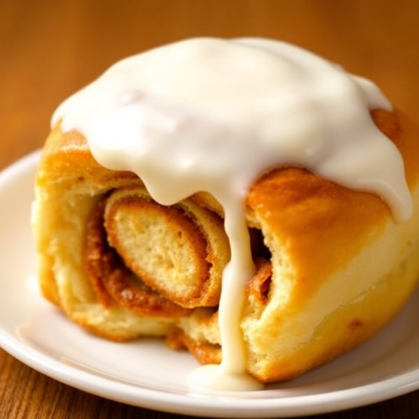 Warm Baked Cinnamon Roll with Vanilla Cream Glaze