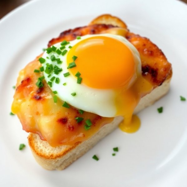 Croque Madame with Gruyère Gratin and Parsley Garnish