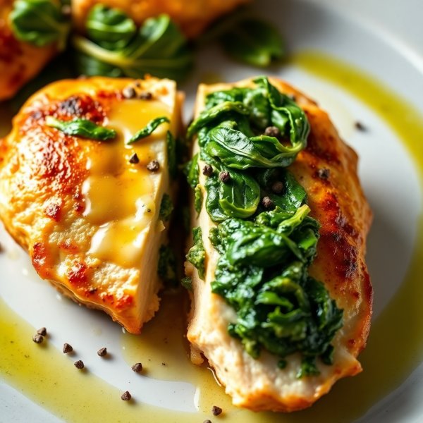Garlic Butter Spinach Stuffed Chicken Breast