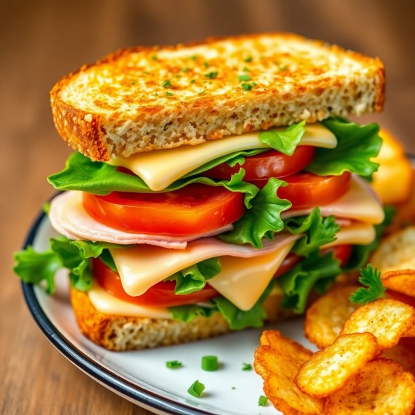 Classic Ham and Cheese Lettuce Sandwich with Herb Mayo