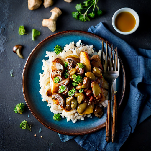 Honey-Garlic-Ginger Chicken with Mushrooms