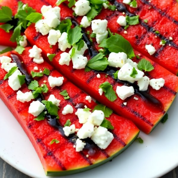 Grilled Watermelon Steak with Feta and Mint