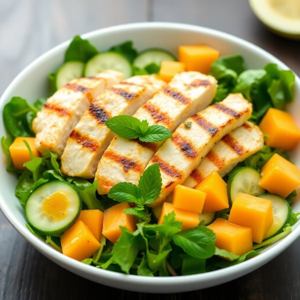 Cantaloupe Chicken Salad Bowl