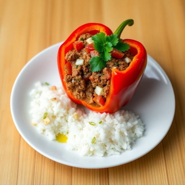 Healthy Colombian Beef and Cheese Stuffed Peppers with Rice
