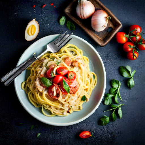 Tomato and Onion Carbonara Pasta