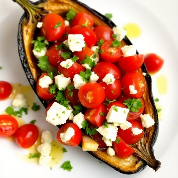 Stuffed Aubergine with Mediterranean Flavors